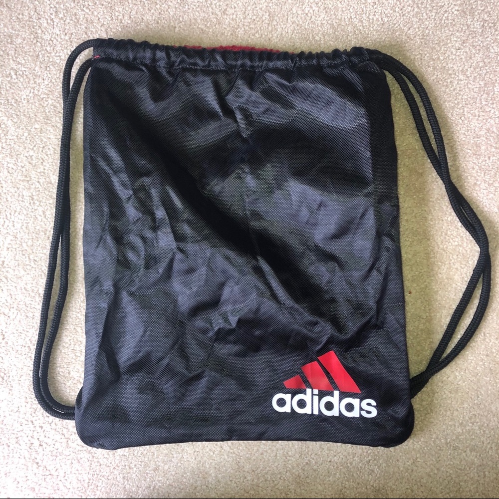 Adidas Drawstring Backpack Athletic Bag Red - Picture 4 of 8